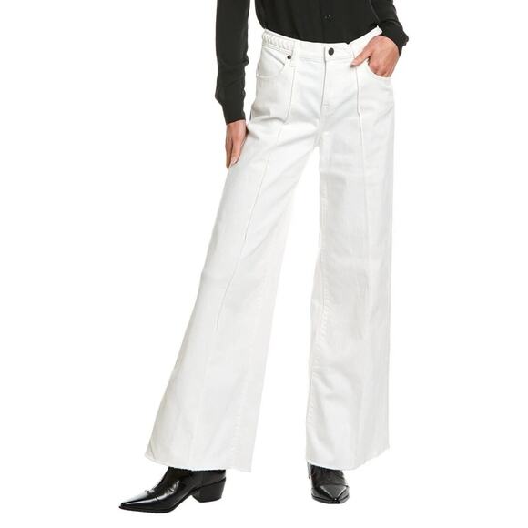 Johnny Was Size 31 The Braided Wide Leg High Rise Stretch Jean White $278 NWT B